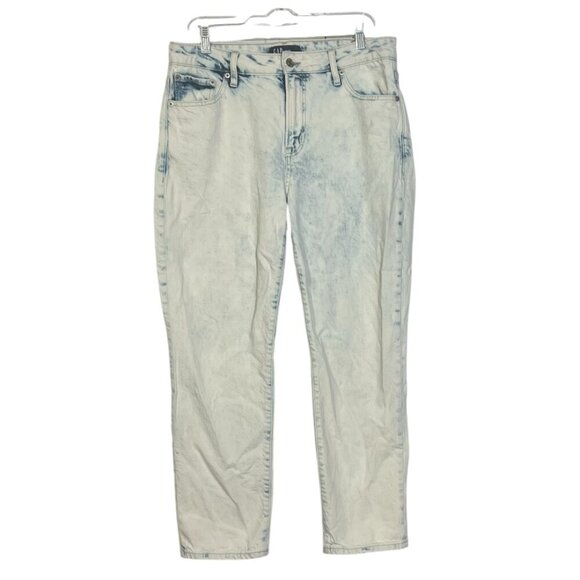 GAP Acid Wash Boyfriend Jeans Baggy Straight Leg Size 10 / 30 Light Blue Stretch - Picture 1 of 9